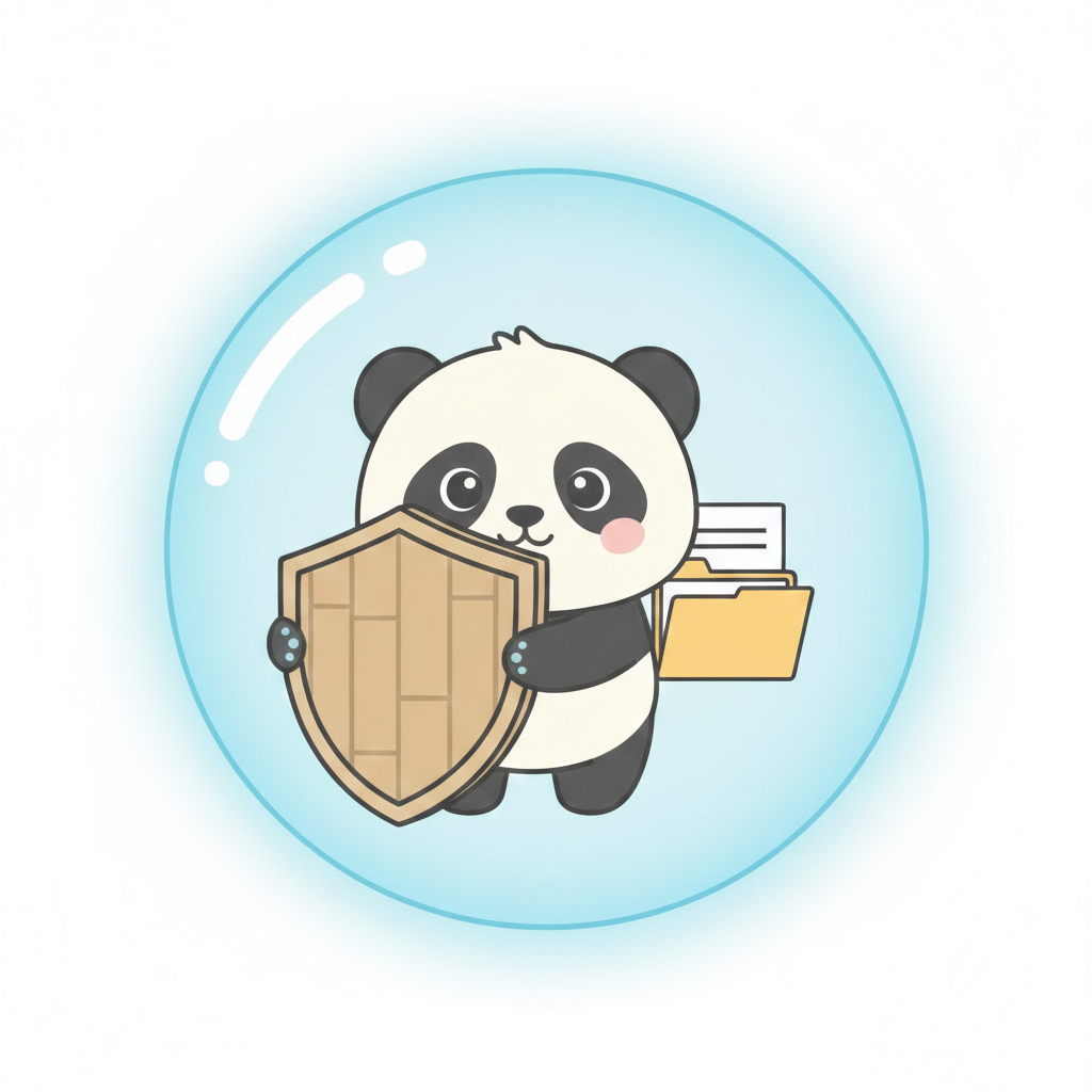 Panda holding a privacy shield